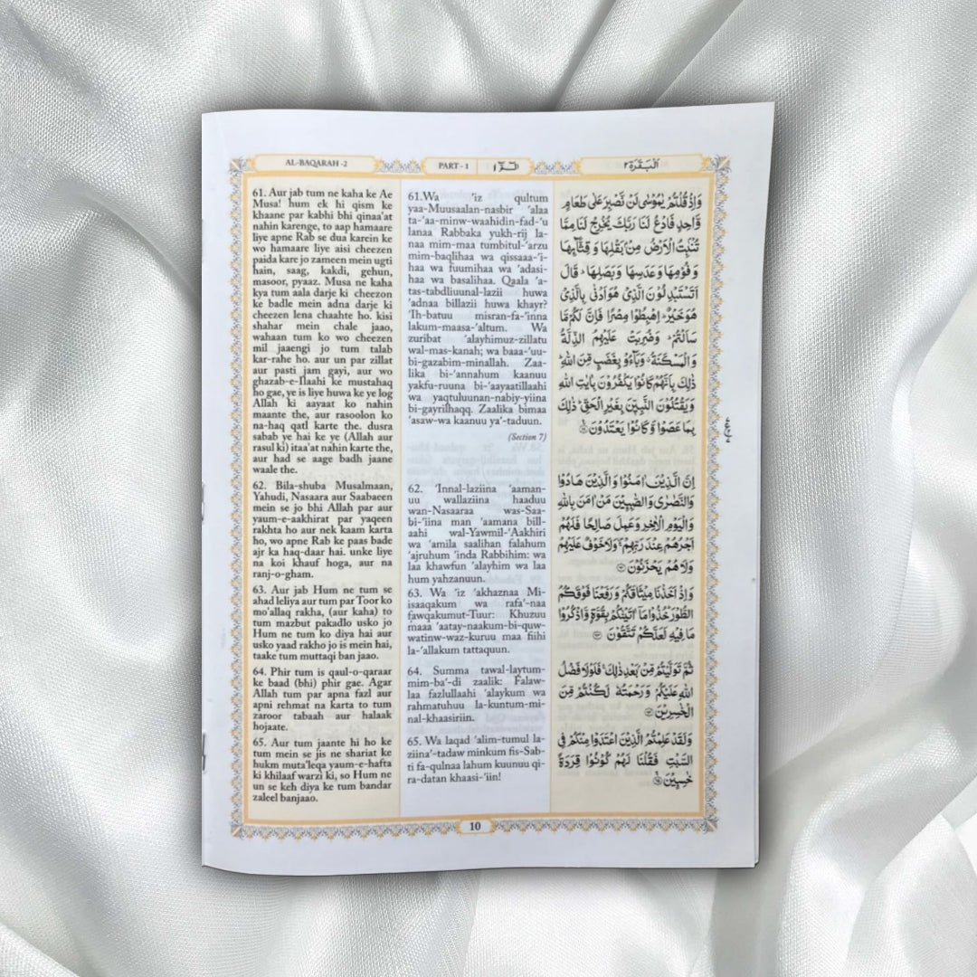 Holy Quran – Urdu Translation in Roman Script (30 Books for each Para/Juz)